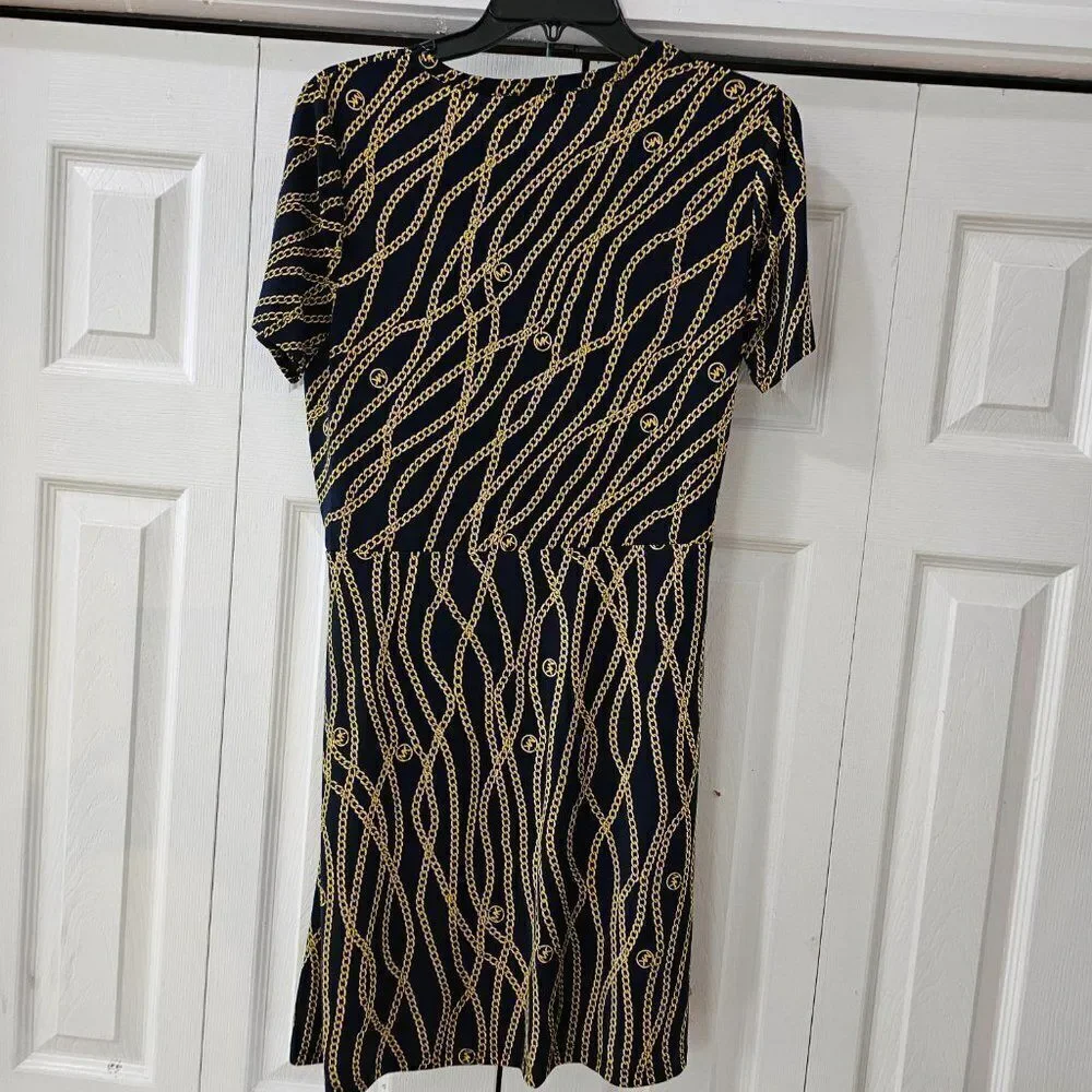 Michael Michael Kors Womens Graphic Chain Print Blouson Tee Dress Size Medium
